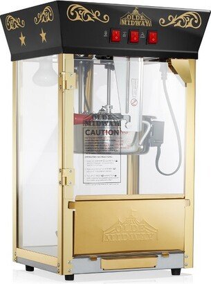 Olde Midway Movie Theater-Style Countertop Popcorn Machine Popper with 8 oz Kettle, Black
