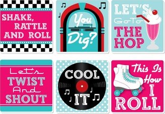 Big Dot Of Happiness 50's Sock Hop - Funny 1950s Rock N Roll Party Decor - Drink Coasters - Set of 6