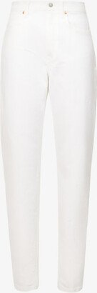 Womens Crocus Wash Cropped Straight-leg Mid-rise Stretch-denim Jeans