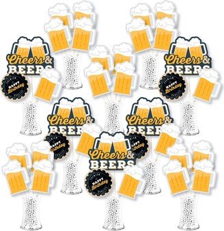 Big Dot Of Happiness Cheers & Beers Happy Birthday Centerpiece Sticks Showstopper Table Toppers 35 Pc