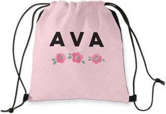 Drawstring Backpacks: Princess Chevron Floral Drawstring Backpack