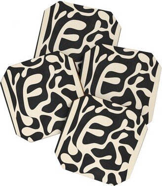 Nadja Minimalist Abstract Leaves 1 Coaster Set