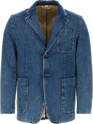 Single-Breasted Long-Sleeved Denim Jacket