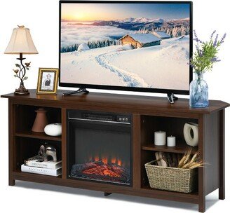 58'' 2-Tier Fireplace TV Stand W/18'' Electric Fireplace up to 65'' Coffee