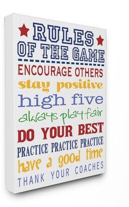 The Kids Room Rules of the Game Blue and Red Typography Canvas Wall Art, 16 x 20