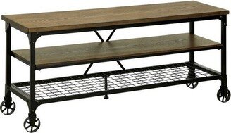 Engley Industrial Wood 54-inch TV Stand in Medium Oak