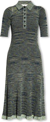 Space-Dye Ribbed Knit Polo Dress