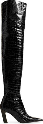 Marfa 85MM Crocodile-Embossed Leather Over-The-Knee Boots