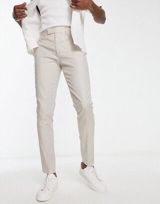 smart skinny linen mix pants in stone