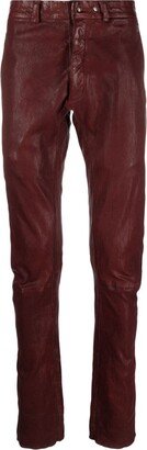 Crinkled Leather Skinny Trousers