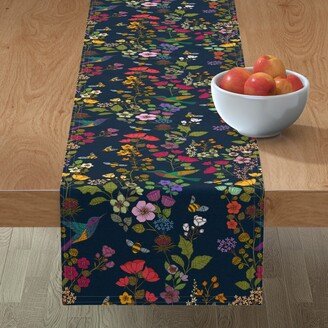 Table Runners: Hummingbirds And Bees - Deep Blue Table Runner, 72X16, Multicolor