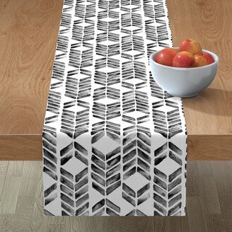 Table Runners: Mosaic - Black & White Table Runner, 72X16, Gray