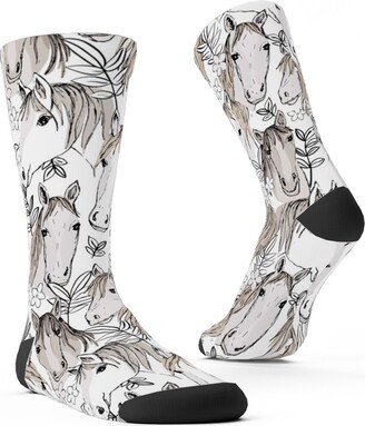 Socks: Wild Horses Custom Socks, White