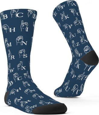 Socks: Sign Language Alphabet Custom Socks, Blue