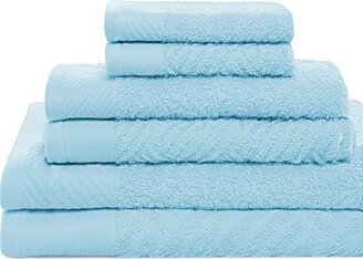 Basketweave Jacquard And Solid 6Pc Egyptian Cotton Towel Set