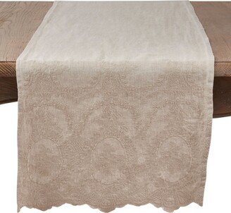 Saro Lifestyle Stonewashed Table Runner with Embroidered Design