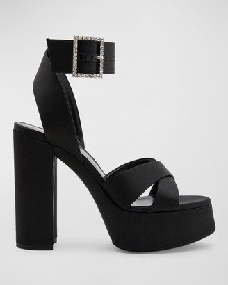 Bianca Satin Buckle Platform Sandals-AA