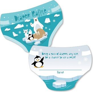 Big Dot of Happiness Arctic Polar Animals - Diaper Shaped Raffle Ticket Inserts - Winter Baby Shower Activities - Diaper Raffle Game - Set of 24