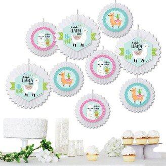 Big Dot of Happiness Whole Llama Fun - Hanging Llama Fiesta Baby Shower or Birthday Party Tissue Decoration Kit - Paper Fans - Set of 9