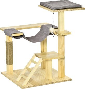 25.5 Cat Tree Tower, Pinewood Climbing Activity Set Scratching Post