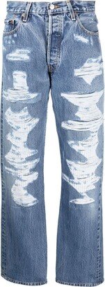 Distressed Straight-Leg Jeans-AL