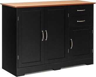 Buffet Storage Cabinet with 2-Door Cabinet and 2 Drawers-Black - 43.5'' x 16'' x 31''