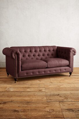 Linen Lyre Chesterfield Petite Sofa, Hickory