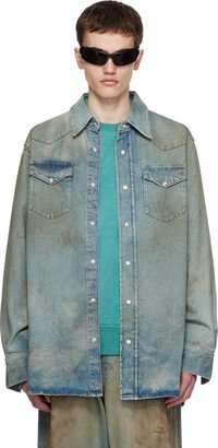 Blue Press-Stud Denim Shirt