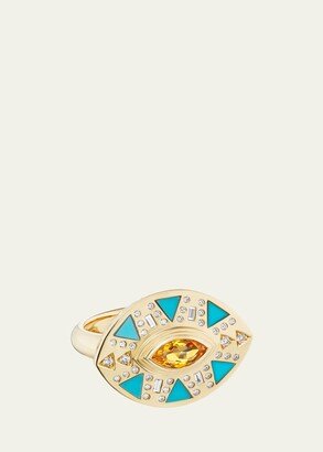 Cleopatra's Eye Statement Ring with Turquoise and Citrine