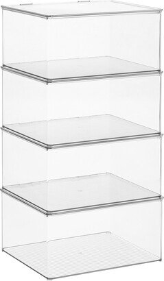 iDESIGN Case of 4 Hinged-Lid Stackable Sweater Clear