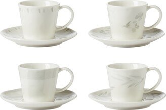 Oyster Whiteware 8 Piece Espresso Cup and Saucer Set, Service for 4