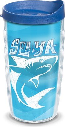 Tervis Shark Sea Ya Made in Usa Double Walled Insulated Tumbler Travel Cup Keeps Drinks Cold & Hot, 10oz Wavy, Clear