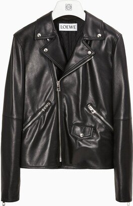 Black biker jacket in leather