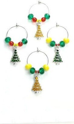 Wine Charms - Green Bay Packer Colors Christmas Theme Enameled Set Of 4 Shipping Included