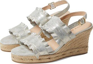 Rosie Ruffle Wedge (Platinum) Women's Shoes