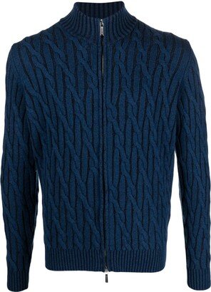 Cable-Knit Wool-Blend Cardigan-AB