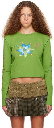 Green Crazy Flower Long Sleeve T-Shirt