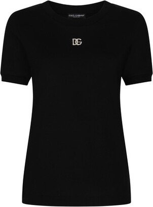 Cotton T-shirt with Crystal logo