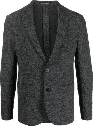 Patterned-Jacquard Single-Breasted Blazer-AC