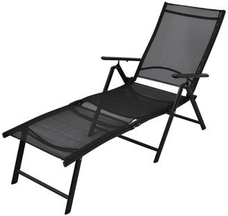 Folding Sun Lounger Aluminum Black - 70 x 25 x 37.8