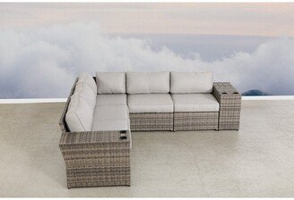 LSI 7 Piece Rattan Sectional Seating Group with Cushions