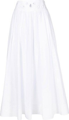 Eyelet pleated midi skirt