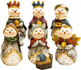 Kurt S. Adler Kurt Adler 6 Resin Snowman Nativity Table Piece, 7 Piece Set