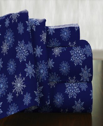 Snowflake Superior Weight Cotton Flannel Sheet Set, Queen