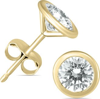 Monary 1/2 Carat TW Bezel Diamond Solitaire Earrings in 14K Yellow Gold