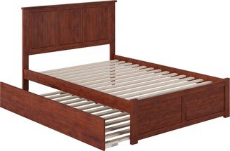 AFI Madison Full Platform Bed with Footboard and Twin Trundle in Walnut