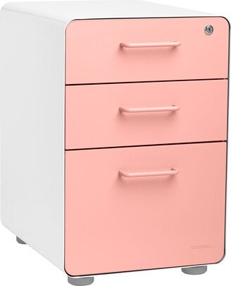 Poppin 3-Drawer Stow Locking Filing Cabinet Blush/White