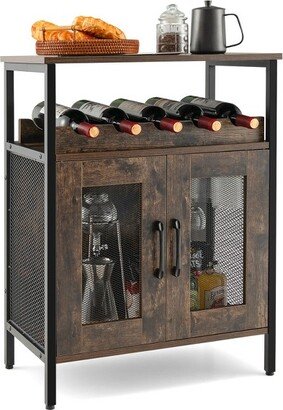 Industrial Liquor Bar Cabinet Small Buffet Sideboard Detachable Wine Rack Glass Holder