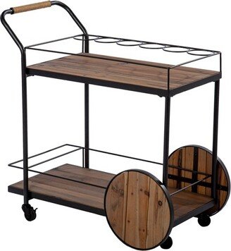 Trodel Reclaimed Wood Bar Cart Natural/Black - Aiden Lane