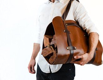 Full Grain Leather Wood Log Carrier